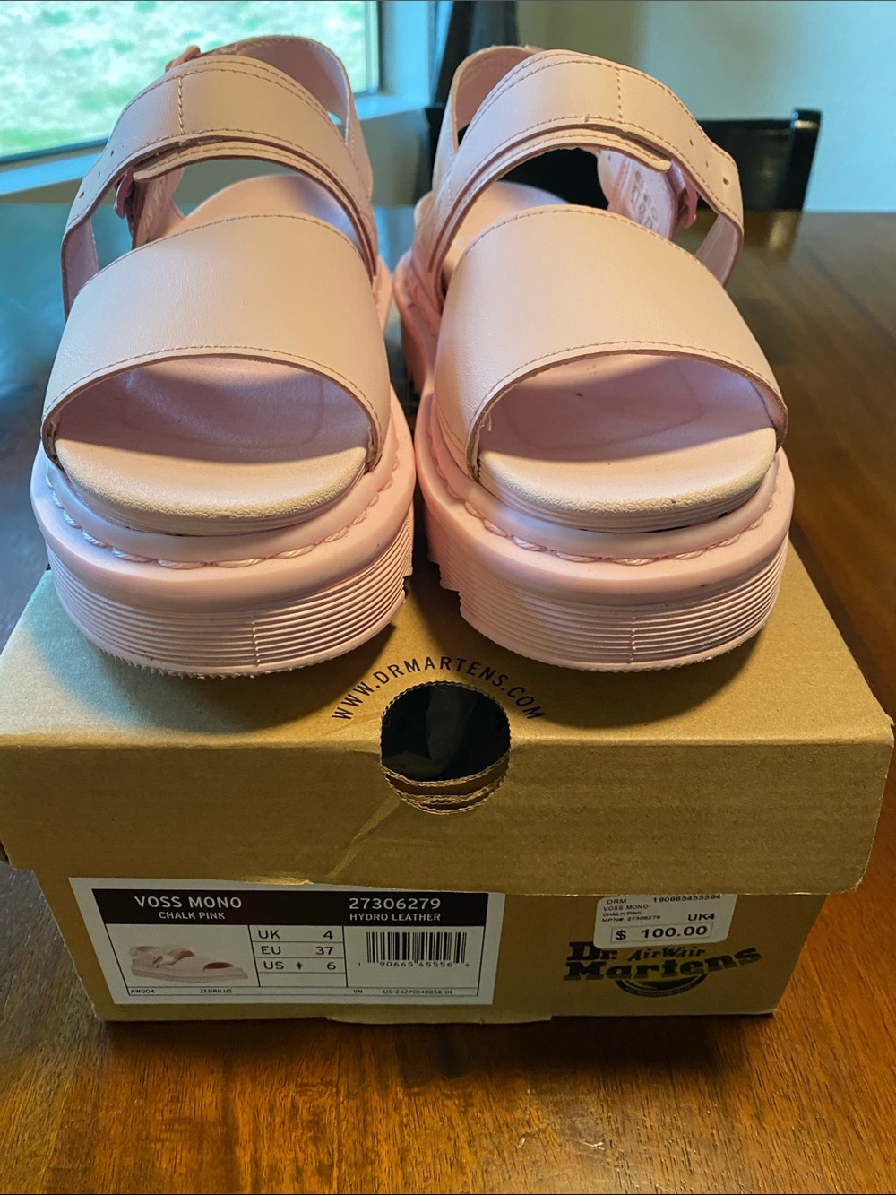 Dr. Martens Voss Mono Chalk Pink Platform Sandals size 6
